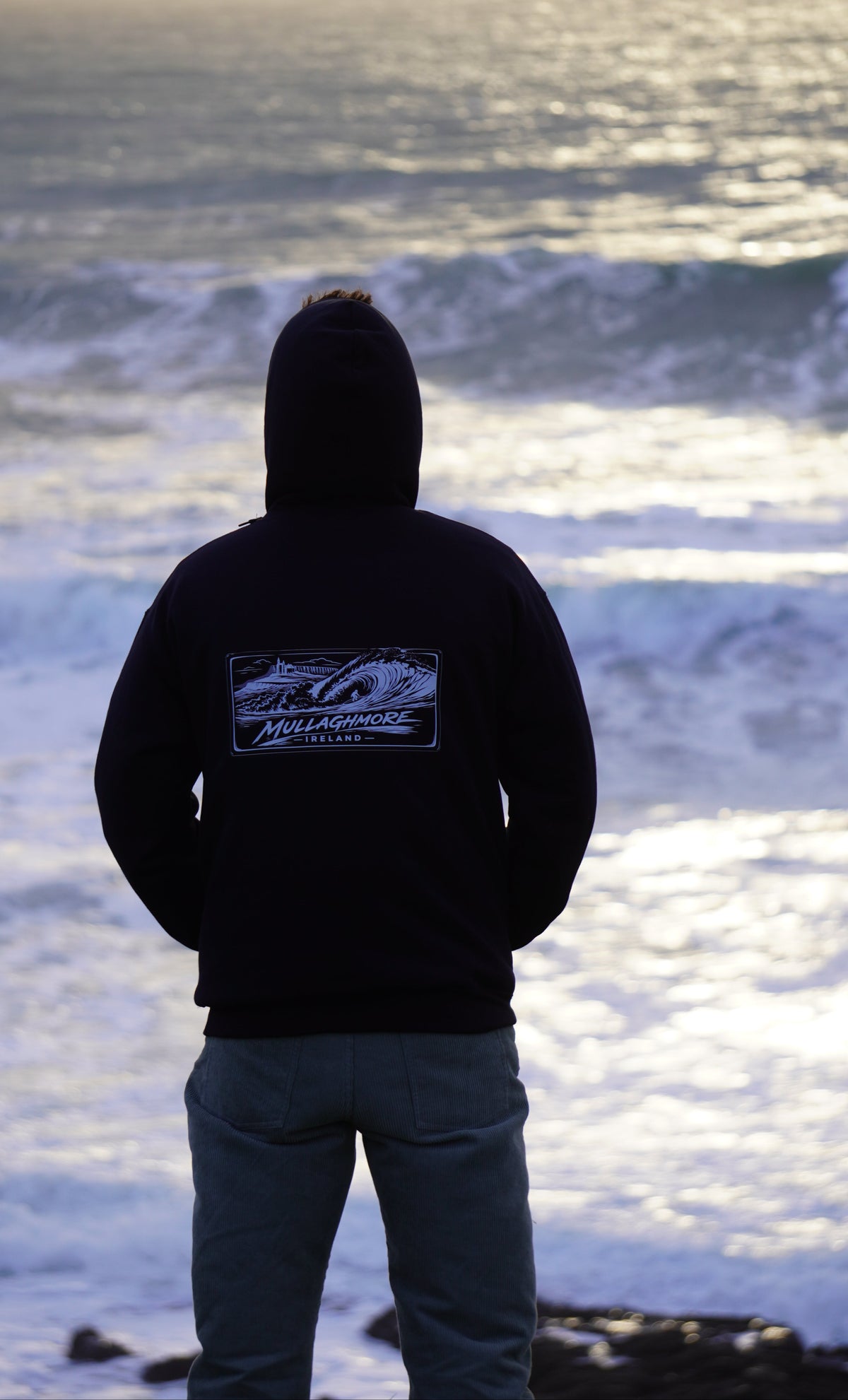 Surfworld Adult Mullaghmore Rectangle Graphic Hoodie - Black
