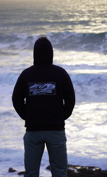 Surfworld Adult Mullaghmore Rectangle Graphic Hoodie - Black