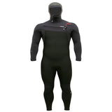 Alder Evo Fire Mens 6/4mm Chest Entry Hooded Wetsuit - BLACK