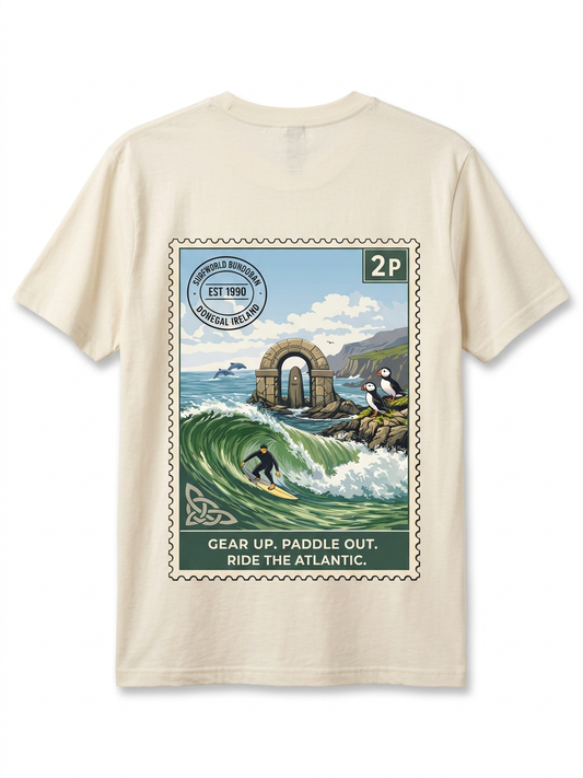 Surfworld Adult Ride The Atlantic T-Shirt - Cream