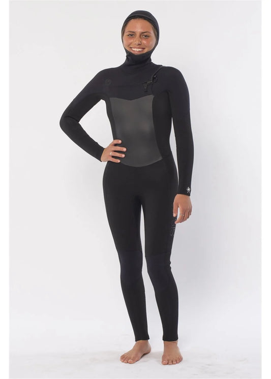 Sisstrevolution 7 Seas Womens 5/4mm Hooded Wetsuit - Black