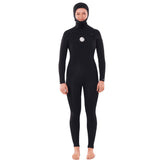Rip Curl Dawn Patrol Ladies 5/4mm Hooded Wetsuit - BLACK